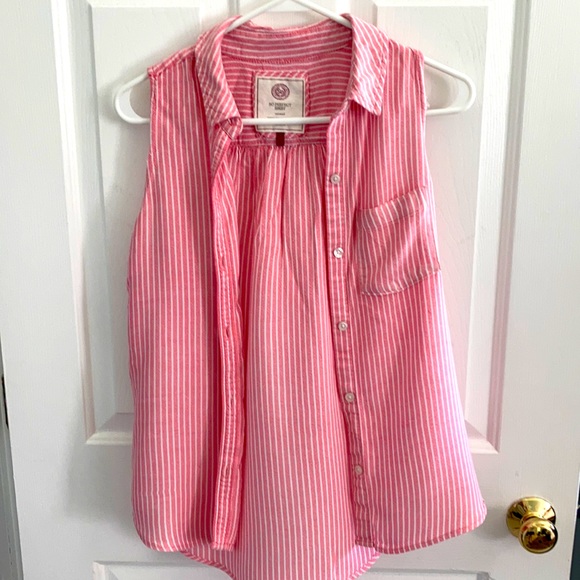 Pink and white striped tank blouse - Picture 1 of 3